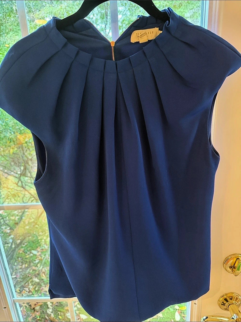 Ted Baker Pleated Blouse in Blue Size 3